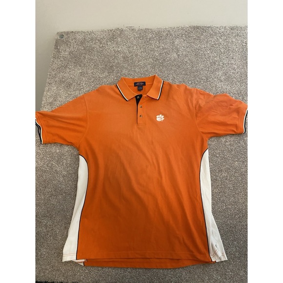 Clemson Tigers Shirt Mens XL Orange Striped Polo Short Sleeve NCAA‎ College - Picture 2 of 9